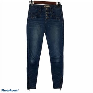 Free People High Rise Button Fly Skinny Jeans 24